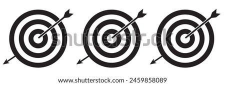 Target with arrow icon set. Archery target with arrow. Archery target with arrow isolated on transparent background. Bullseye concept vector illustration. Vector graphic EPS 10