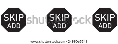 Skip Ad button icons in white and black neumorphism UI design style. Advertisement skip button symbol for website or player. Vector EPS 10
