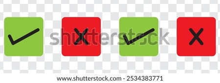 Check box icon set with correct. Checkbox symbol sign. Accept checkmark icons tick box. Editable stroke.