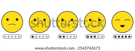 Sentiment feedback icons. Emoticon icon set with different mood faces including smile, sad, angry, good, bad, neutral.