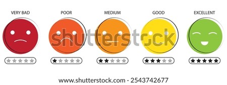 Sentiment feedback icons. Emoticon icon set with different mood faces including smile, sad, angry, good, bad, neutral.