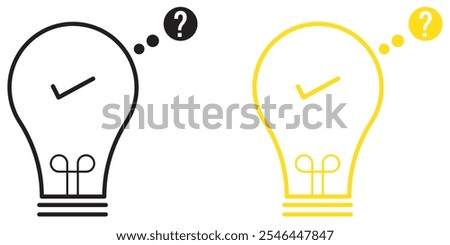 black bulb with checkmark like quick tip icon. flat stroke linear simple trend modern efficiency logotype design element isolated on white background.