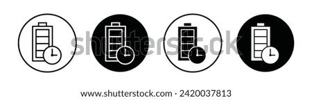 Battery time vector line icon illustration.