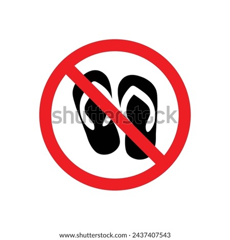 No sandals sign vector line icon illustration.