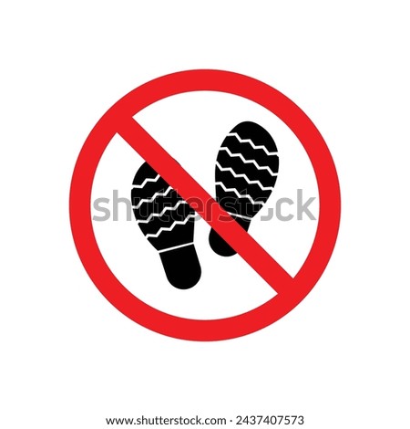 No Foot Print Sign Vector Line Icon illustration.