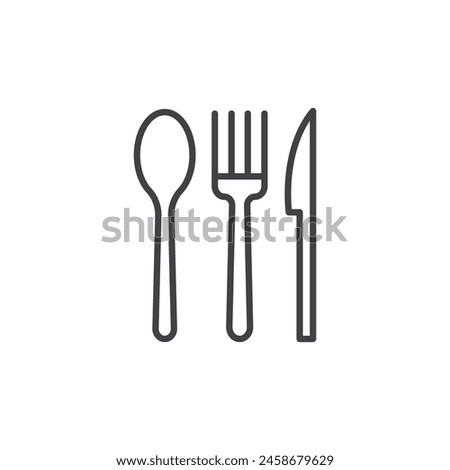 Mealtime Cutlery Icon Set. Dining fork, knife, and spoon vector symbol. Fine restaurant utensils sign.