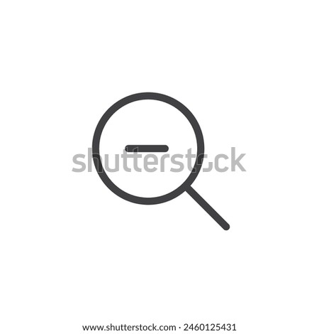 Magnify Less Icon Set. Magnifying glass with a minus sign to reduce zoom vector symbol.