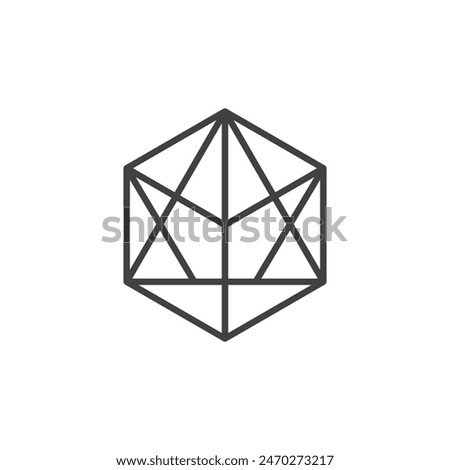 Dice d20 icon pack. Die with 20 sides vector sign. 3D d20 polyhedron symbol.