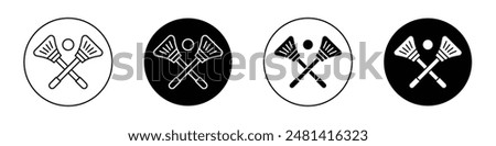 Broom-ball outlined icon vector collection.