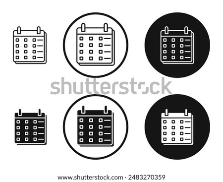 Calendar week outlined icon vector collection.