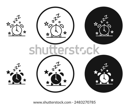 Alarm snooze outlined icon vector collection.