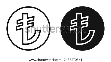 Lira sign outlined icon vector collection.