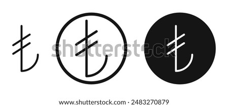 Lira sign outlined icon vector collection.