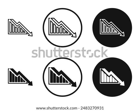 Arrow trend-down outlined icon vector collection.