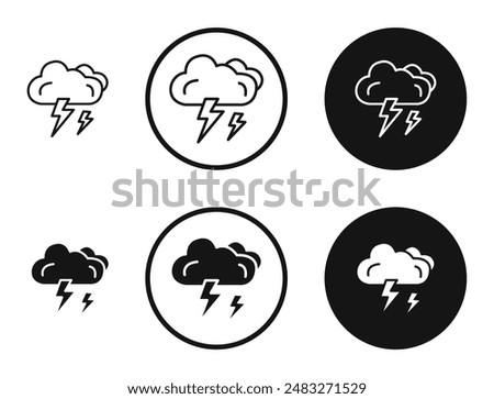 Thunderstorm outlined icon vector collection.