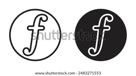 Florin sign outlined icon vector collection.