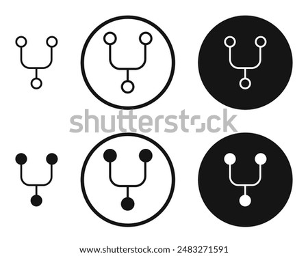 Code Fork outlined icon vector collection.