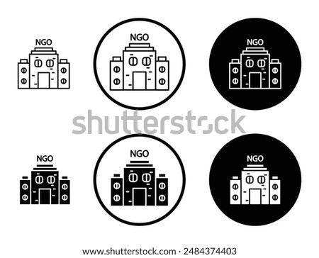 NGO Building outlined icon vector collection.