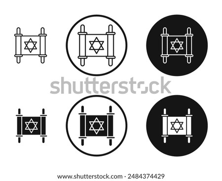 Scroll Torah outlined icon vector collection.