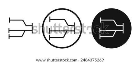 Diagram sankey outlined icon vector collection.