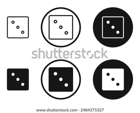 Dice three outlined icon vector collection.