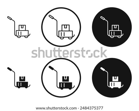 Dolly flatbed outlined icon vector collection.