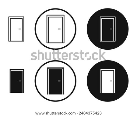 Door closed outlined icon vector collection.