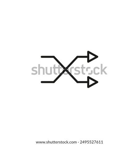 Shuffle outlined icon isolated on white background