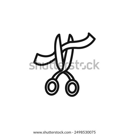 Ceremony Scissors cutting ribbon icon isolated on white background