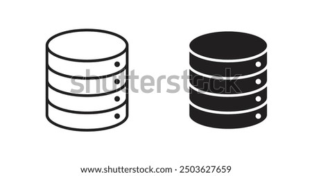 Database vector icon in solid and outline style