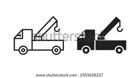 Car crane vector icon in solid and outline style