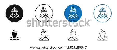 Convention vector icon in black and blue colors