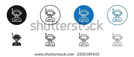 Astronaut user vector icon in black and blue colors