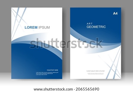 Blue and white wave Book cover design modern. Annual report. Brochure template, catalog. Simple Flyer promotion. magazine. Vector illustration