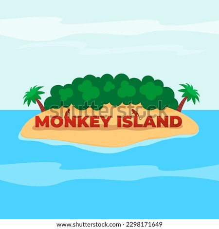 Monkey Island cartoon vector illustration