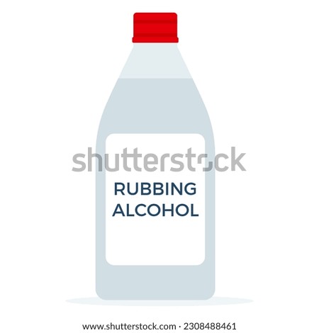 Rubbing alcohol solution in white plastic bottle cartoon vector illustration isolated on white background