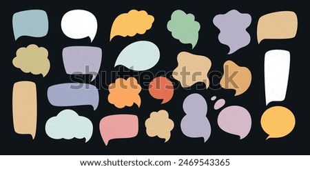 Speech bubbles with textured. Set of speech bubble isolated on black background. Colored speech bubble