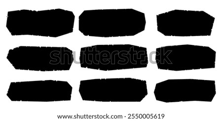 Set of ripped paper. Black silhouette pieces of paper with sharp edges