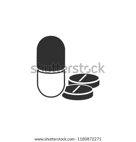 Pill icon in trendy flat style isolated on background. Pill icon page symbol for your web site design Pill icon logo, app, UI. Pill icon Vector illustration, EPS10.