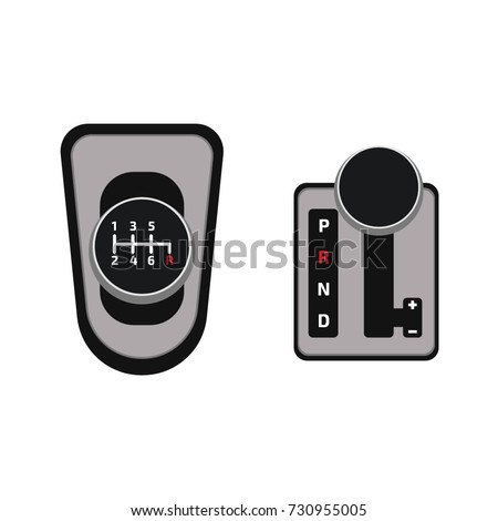 mechanical and automatic gearbox. Isometric vector illustration