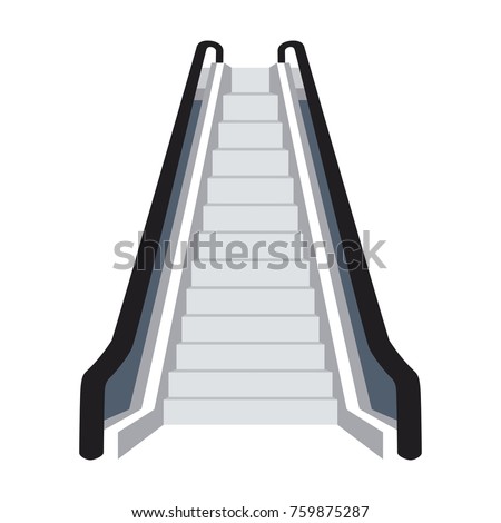 Two up and down escalators set on white background realistic isolated vector illustration