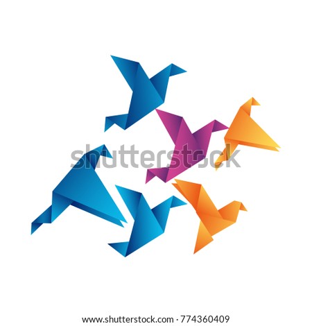 Abstract bird origami flying. Vector illustration.