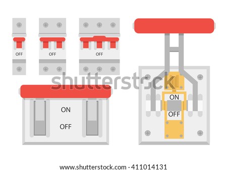 Circuit breakers set vector, Breakers switch vector flat, fuse vector, On/Off switch set,  On/Off switch Icon vector flat Stock foto © 