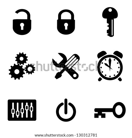 set vector computer icons of parameters and settings