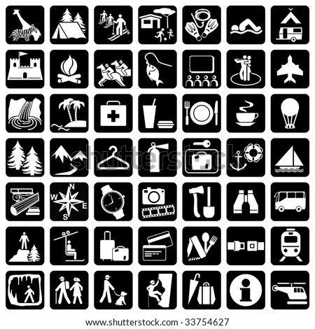 vector icons set at the travel theme