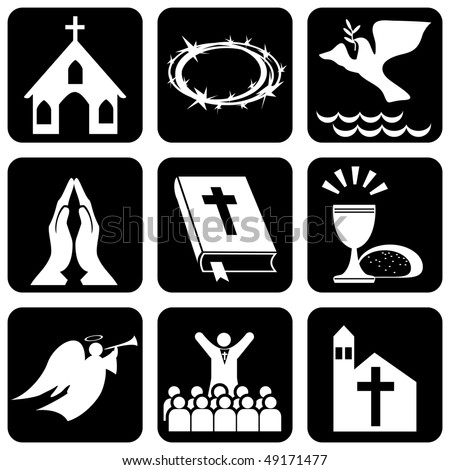 Set Of Vector Icons Of Religious Christianity Signs And Symbols ...