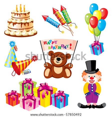 set of vector images for birthday and other children\'s holidays