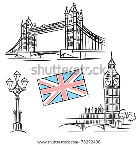 set vector images of london landmark and attraction