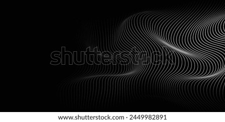 3D Vector wave lines pattern smooth curve flowing dynamic white light isolated on black background for concept of technology, digital