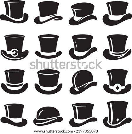 Top hat icon isolated on white background silhouette editable vector